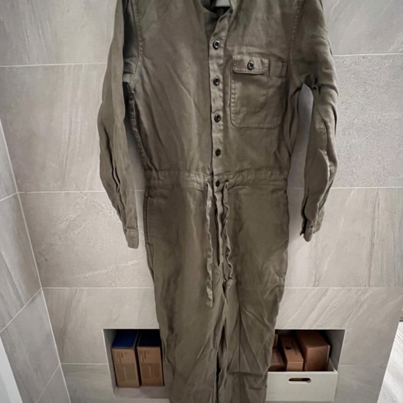 Alex Mills Olive Green Linen Jumpsuit - Picture 3 of 3